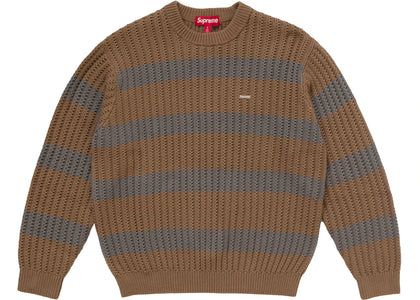Supreme Loose Gauge Stripe Small Box Sweater Khaki - authentic Supreme apparel