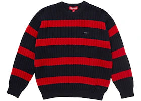 Supreme Loose Gauge Stripe Small Box Sweater Navy - vue 360