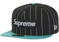 Supreme MLB Teams Box Logo New Era 59Fifty Cap Black Pinstripe