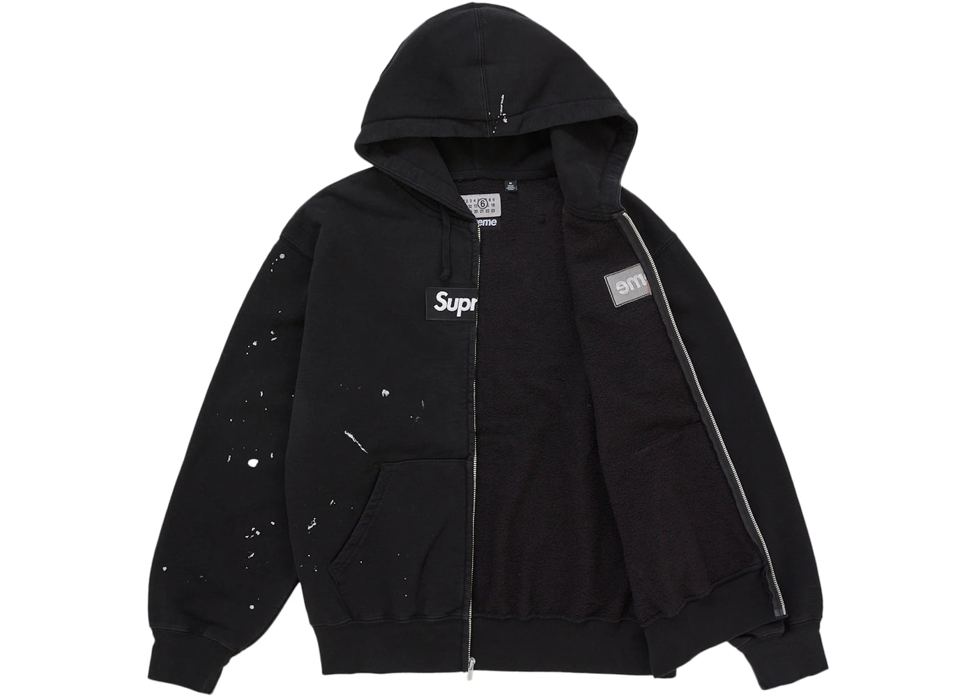 Supreme MM6 Maison Margiela Box Logo Zip Up Hooded Sweatshirt Black - vue secondaire A
