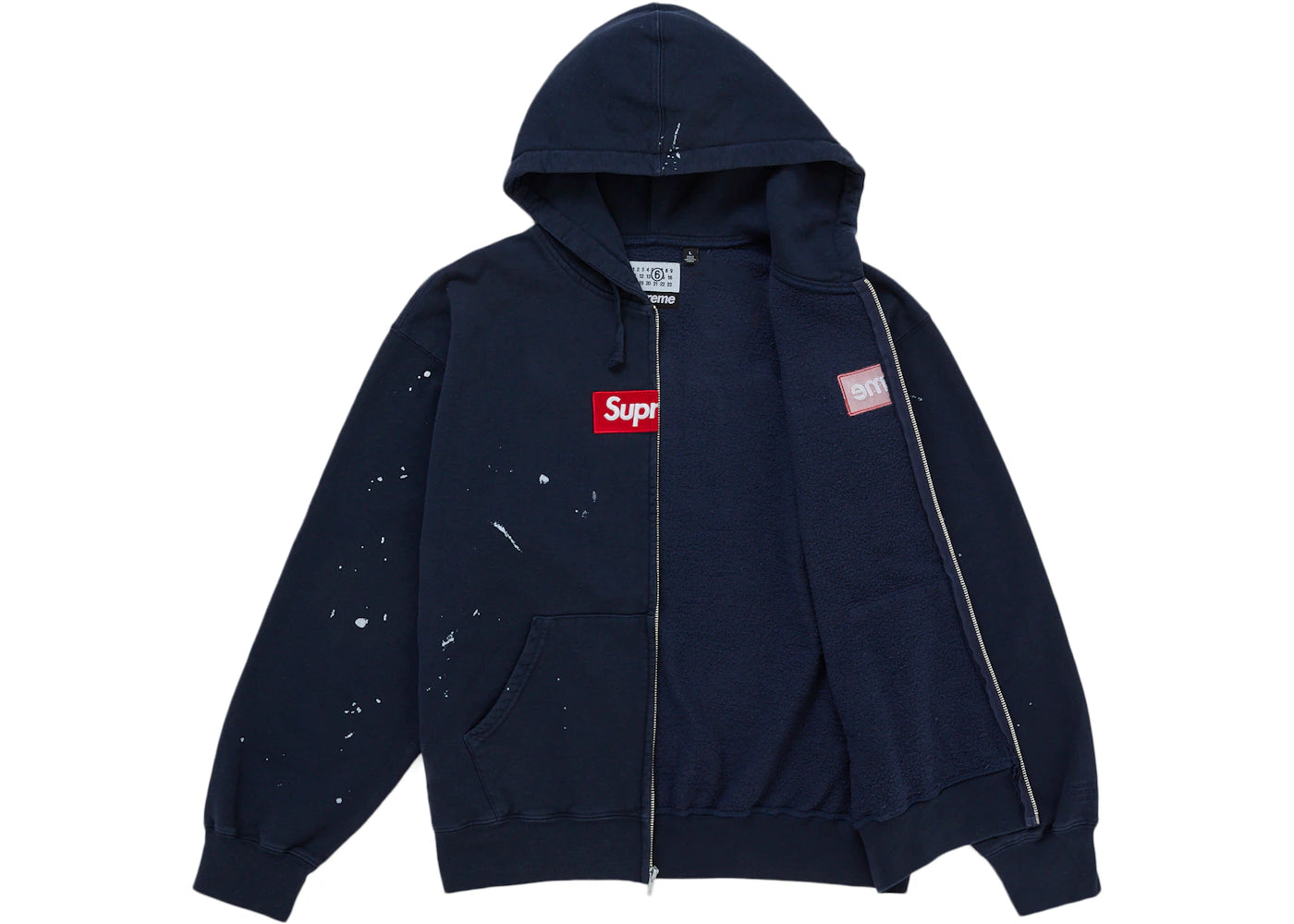 Supreme MM6 Maison Margiela Box Logo Zip Up Hooded Sweatshirt Navy - vue secondaire B