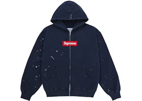 Supreme MM6 Maison Margiela Box Logo Zip Up Hooded Sweatshirt Navy