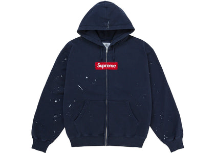 Supreme MM6 Maison Margiela Box Logo Zip Up Hooded Sweatshirt Navy - apparel view 2