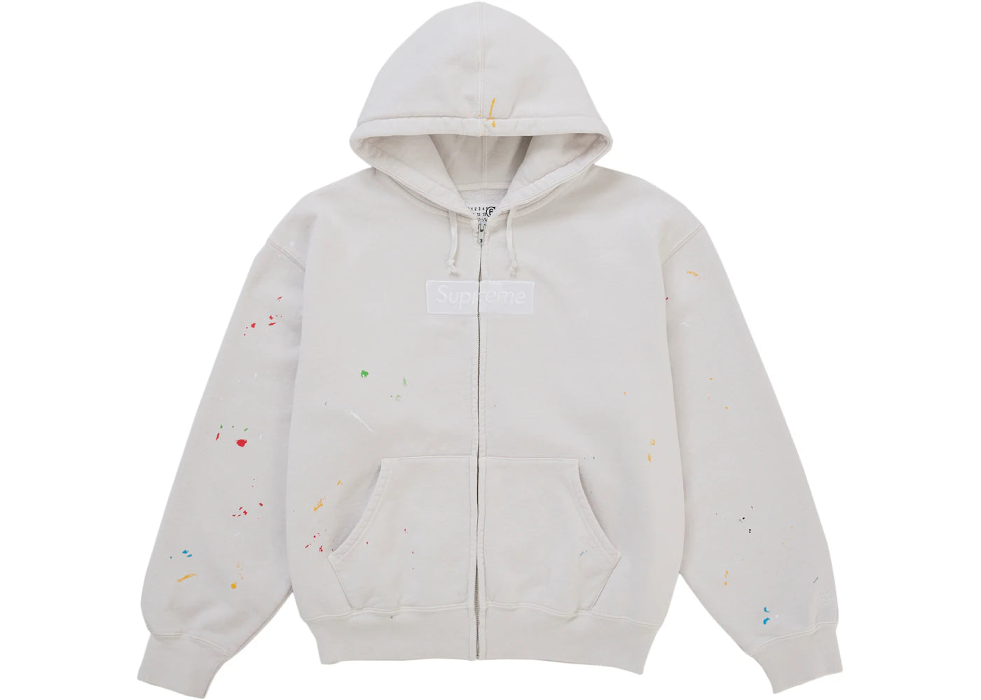 Supreme MM6 Maison Margiela Box Logo Zip Up Hooded Sweatshirt White - vue 360