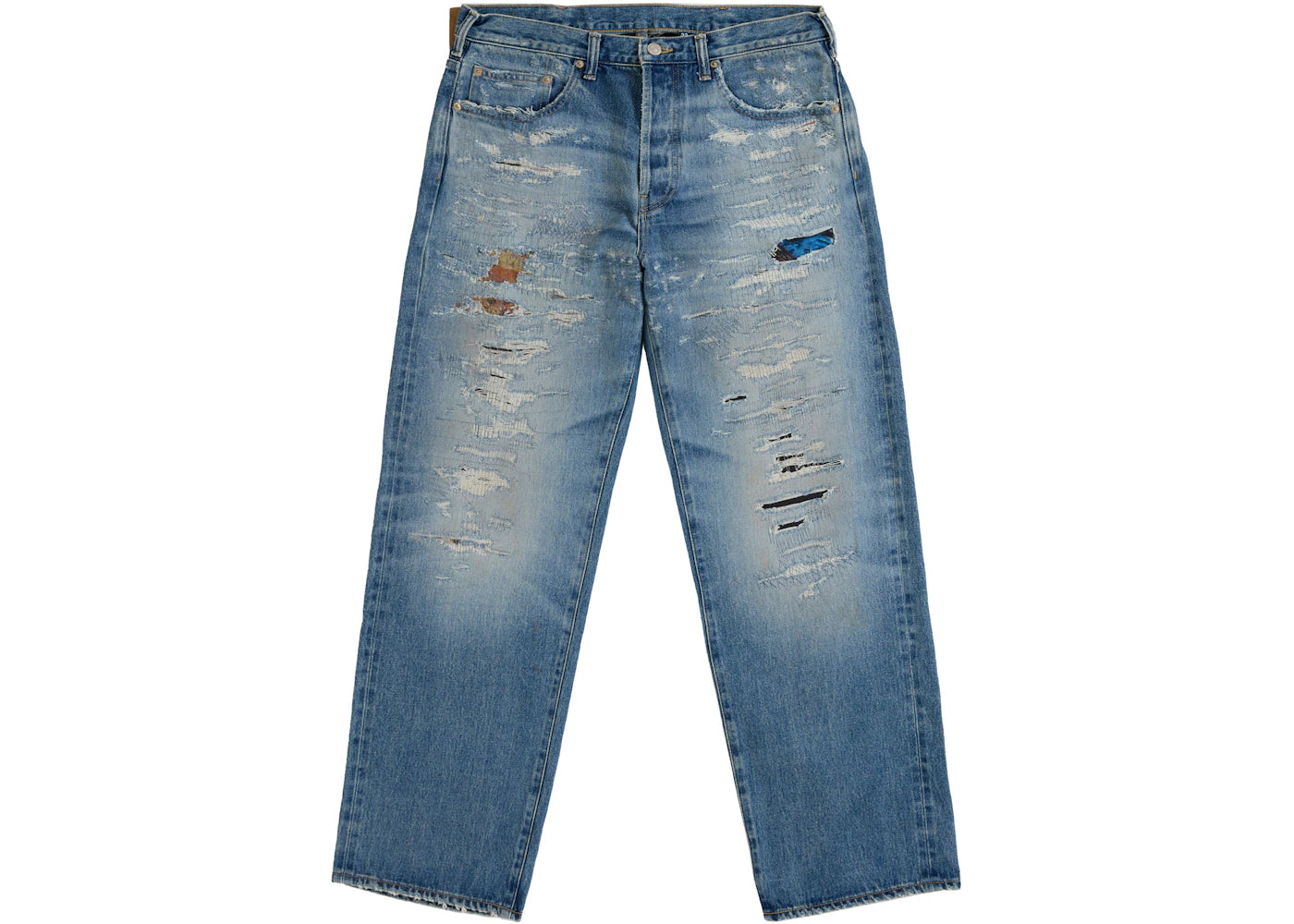 Supreme MM6 Maison Margiela Distressed Loose Fit Selvedge Jean Blue - vue 360