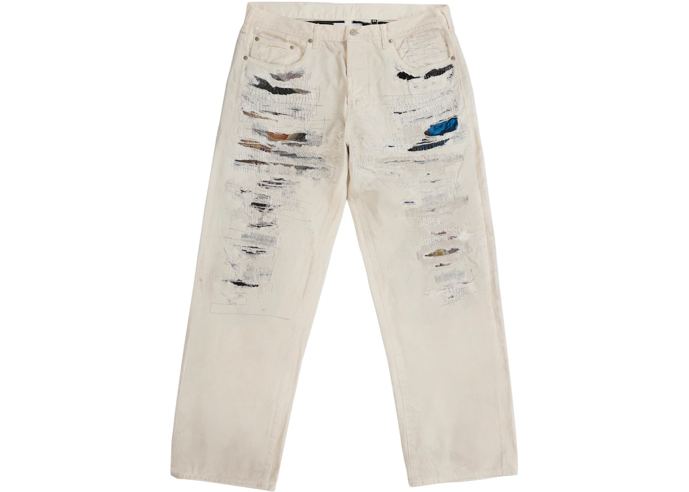 Supreme MM6 Maison Margiela Distressed Loose Fit Selvedge Jean White - vue 360