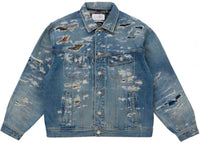 Supreme MM6 Maison Margiela Distressed Selvedge Denim Trucker Jacket Blue