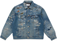 Supreme MM6 Maison Margiela Distressed Selvedge Denim Trucker Jacket Blue