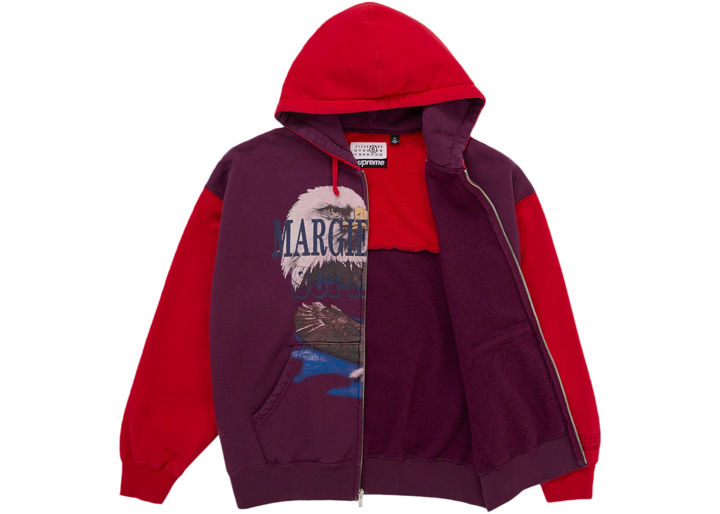 Supreme MM6 Maison Margiela Eagle Zip Up Hooded Sweatshirt Red - vue secondaire B