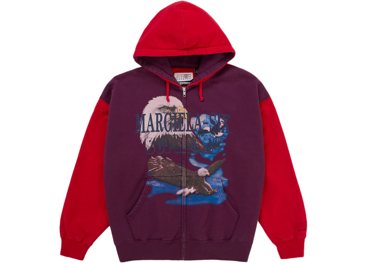 Supreme MM6 Maison Margiela Eagle Zip Up Hooded Sweatshirt Red - vue secondaire A