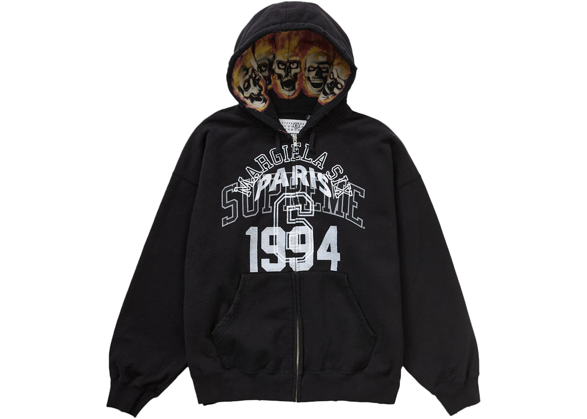 Supreme MM6 Maison Margiela Zip Up Hooded Sweatshirt Black - vue 360