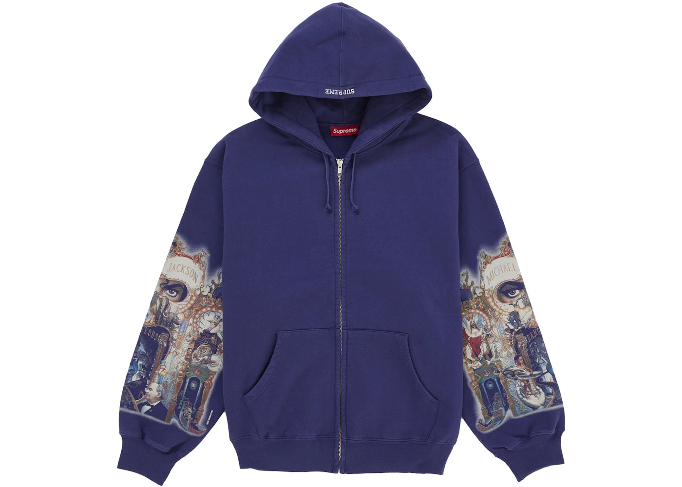 Supreme Michael Jackson Dangerous Zip Up Hooded Sweatshirt Washed Navy - vue secondaire A