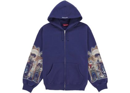 Supreme Michael Jackson Dangerous Zip Up Hooded Sweatshirt Washed Navy - apparel view 2