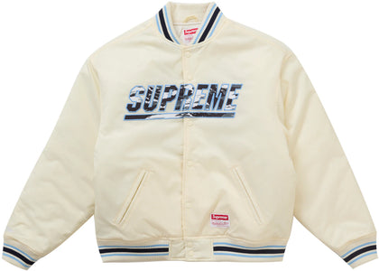 Supreme Mitchell & Ness Camo Logo Varsity Jacket White - apparel view 2