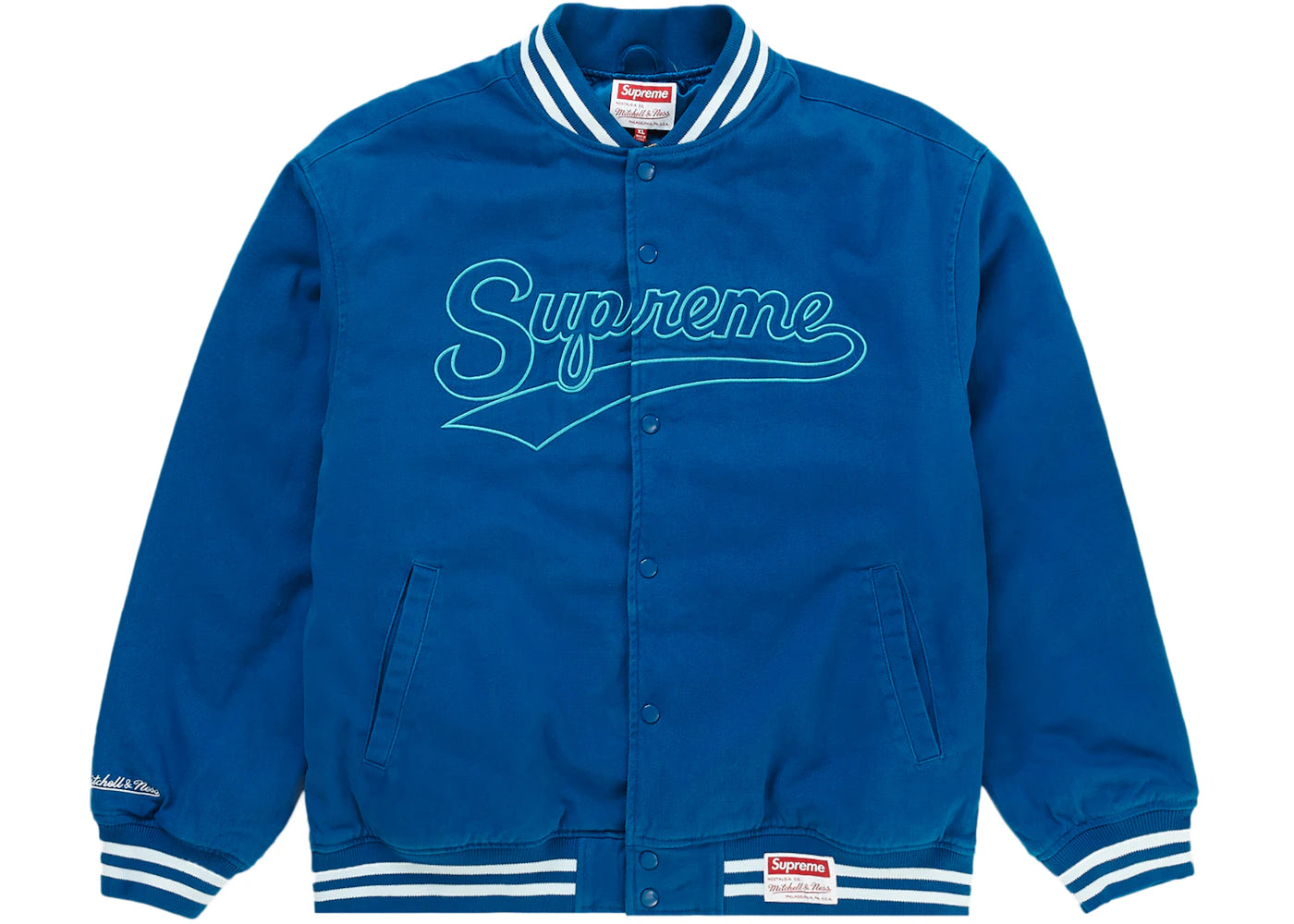Supreme Mitchell & Ness Doughboy Twill Varsity Jacket Blue - vue secondaire A
