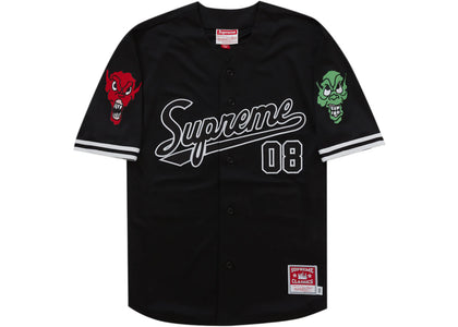 Supreme Mitchell & Ness Downtown Hell Baseball Jersey Black - apparel view 2
