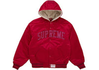 Supreme Mitchell & Ness Lined Hooded Satin Varsity Jacket Red