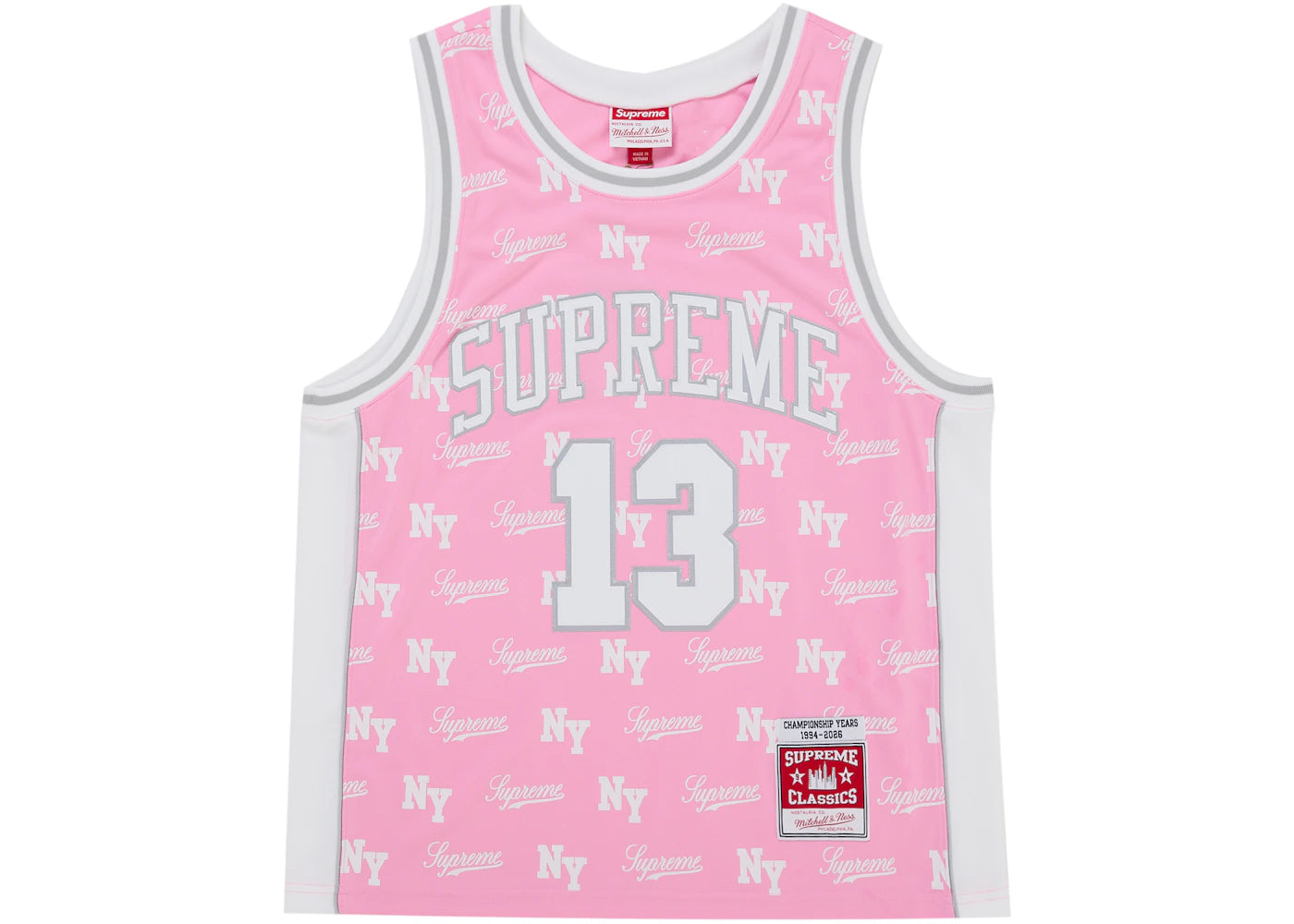 Supreme Mitchell & Ness Monogram Basketball Jersey Pink - vue secondaire A