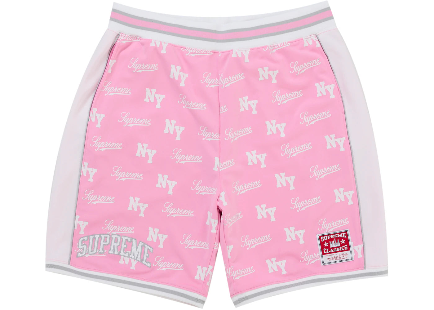 Supreme Mitchell & Ness Monogram Basketball Short Pink - vue 360