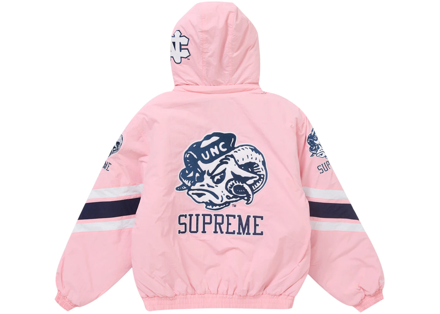 Supreme Mitchell & Ness NCAA Hooded Stadium Jacket Pink - vue secondaire B