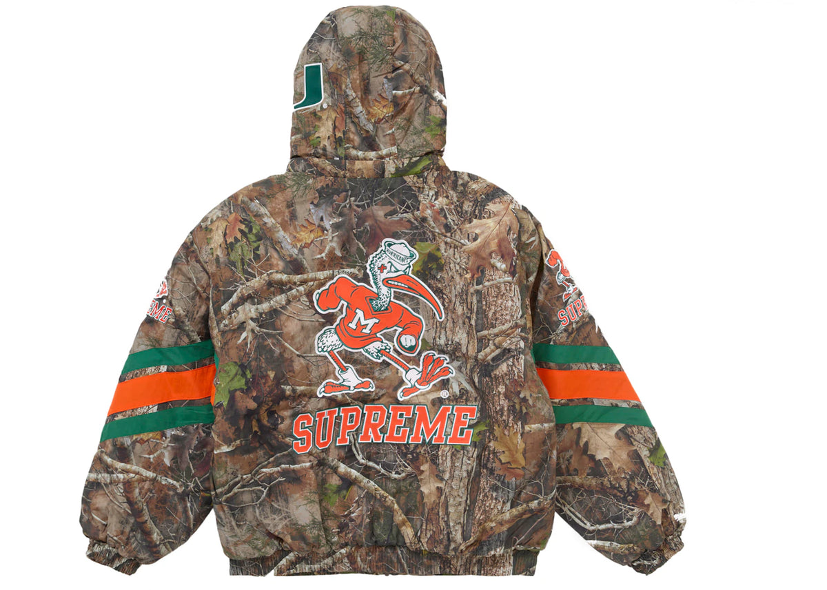 Supreme Mitchell & Ness NCAA Hooded Stadium Jacket Woodland Camo - vue secondaire B