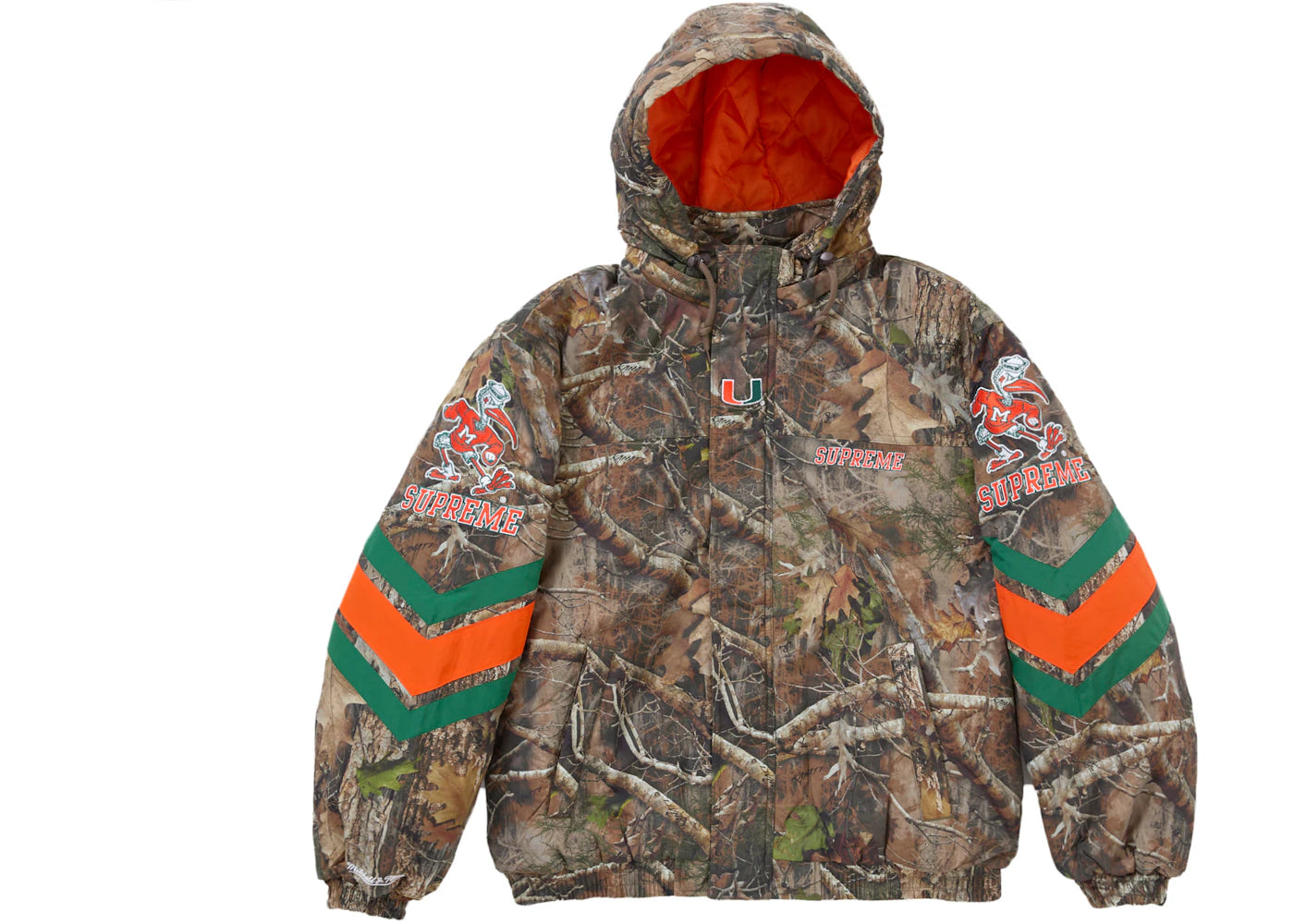 Supreme Mitchell & Ness NCAA Hooded Stadium Jacket Woodland Camo - vue secondaire A