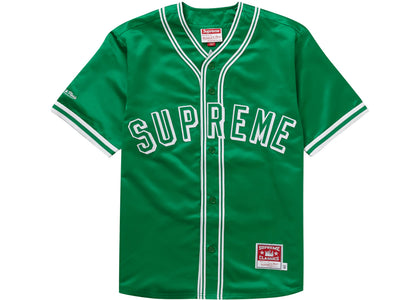 Supreme Mitchell & Ness Satin Baseball Jersey Green - apparel view 2