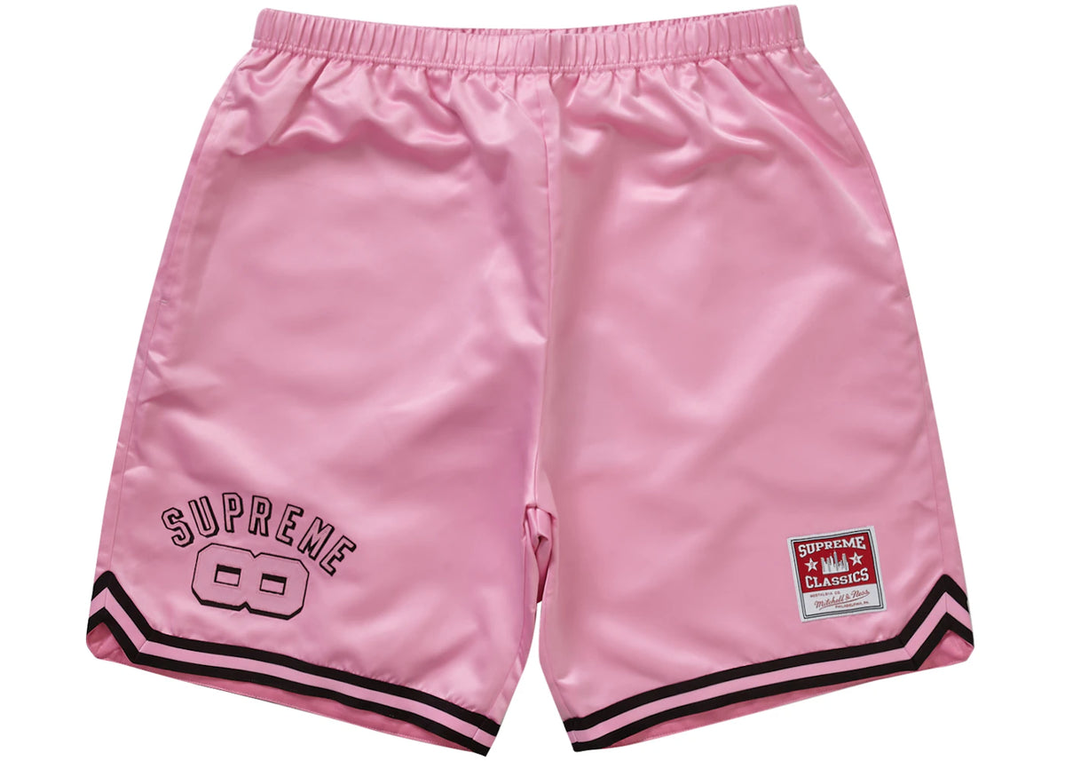 Supreme Mitchell & Ness Satin Basketball Short Pink - vue secondaire A