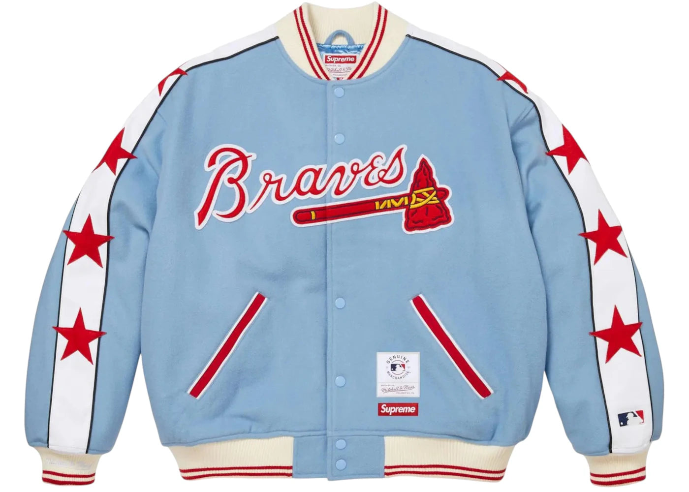 Supreme Mitchell & Ness Teams Varsity Jacket Blue - vue secondaire A