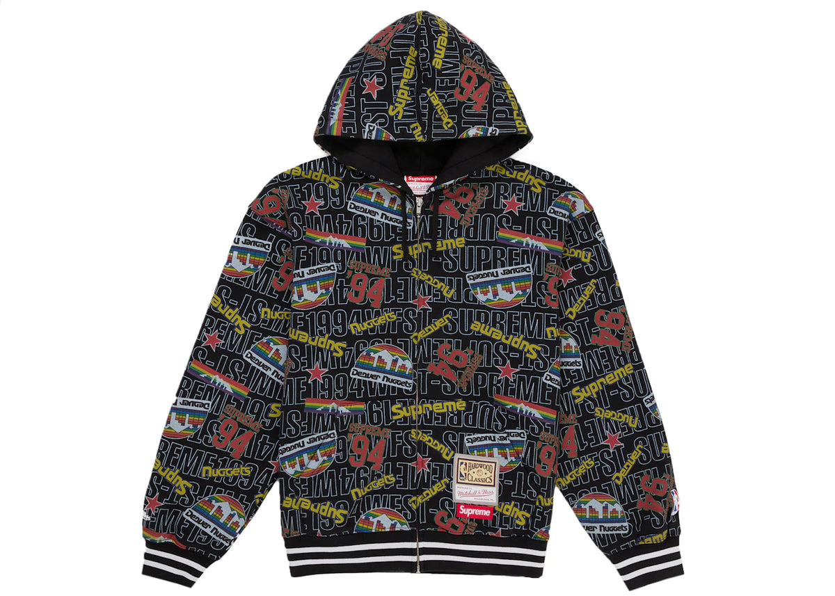 Supreme Mitchell & Ness Teams Zip Up Hooded Sweatshirt Black - vue secondaire B