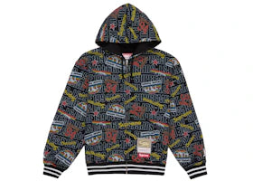 Supreme Mitchell & Ness Teams Zip Up Hooded Sweatshirt Black - vue 360