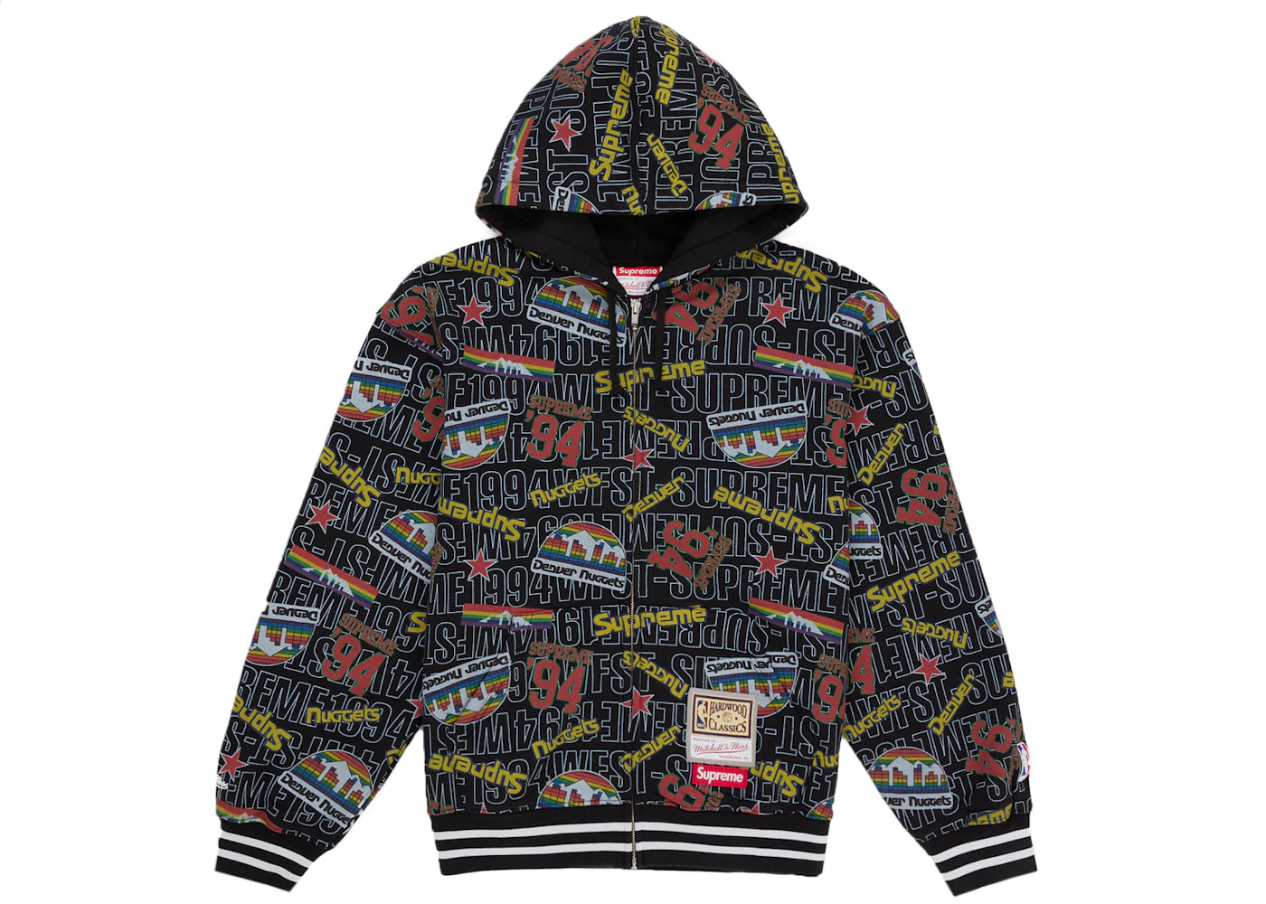 Supreme Mitchell & Ness Teams Zip Up Hooded Sweatshirt Black - vue secondaire A