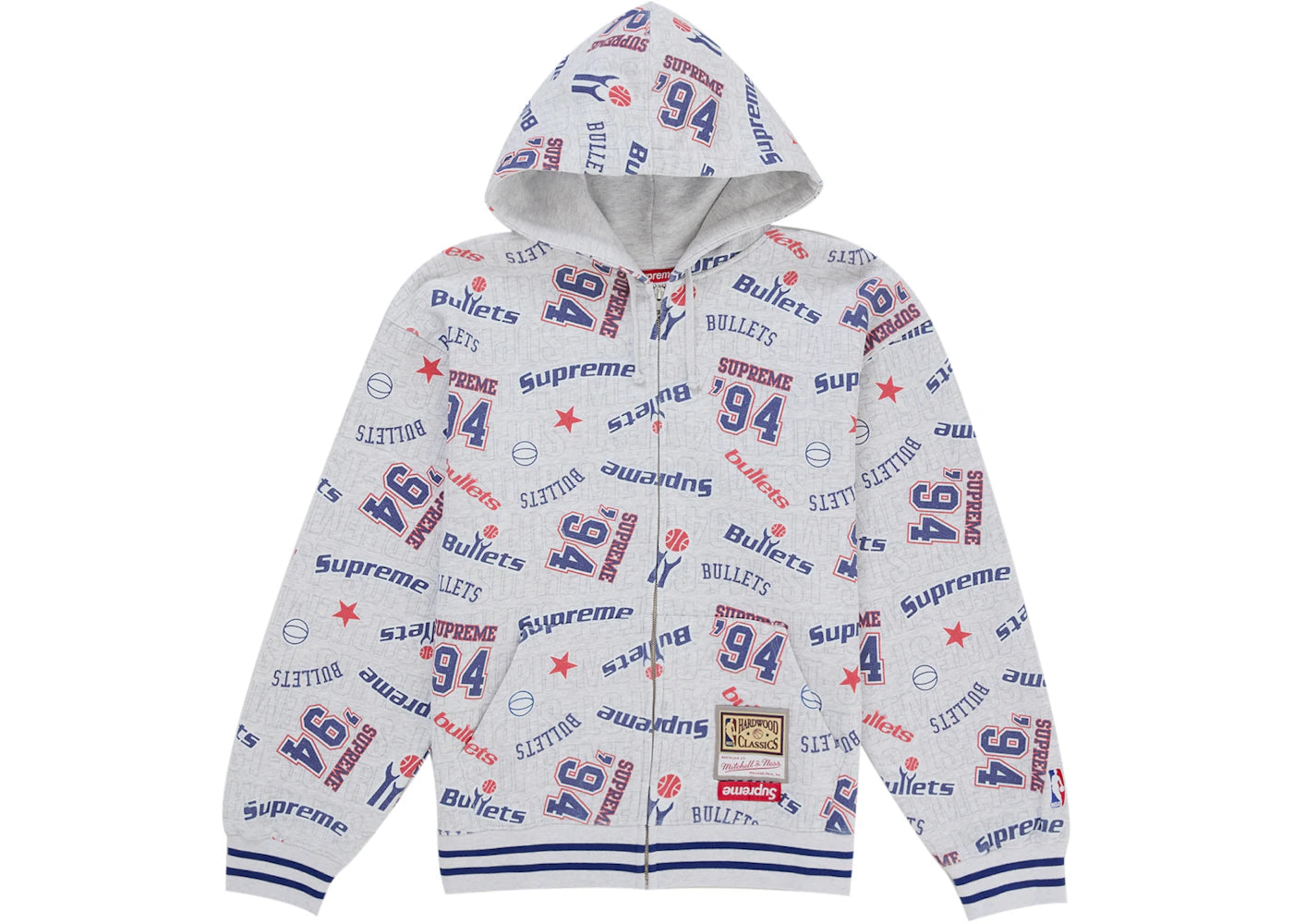 Supreme Mitchell & Ness Teams Zip Up Hooded Sweatshirt White - vue secondaire A