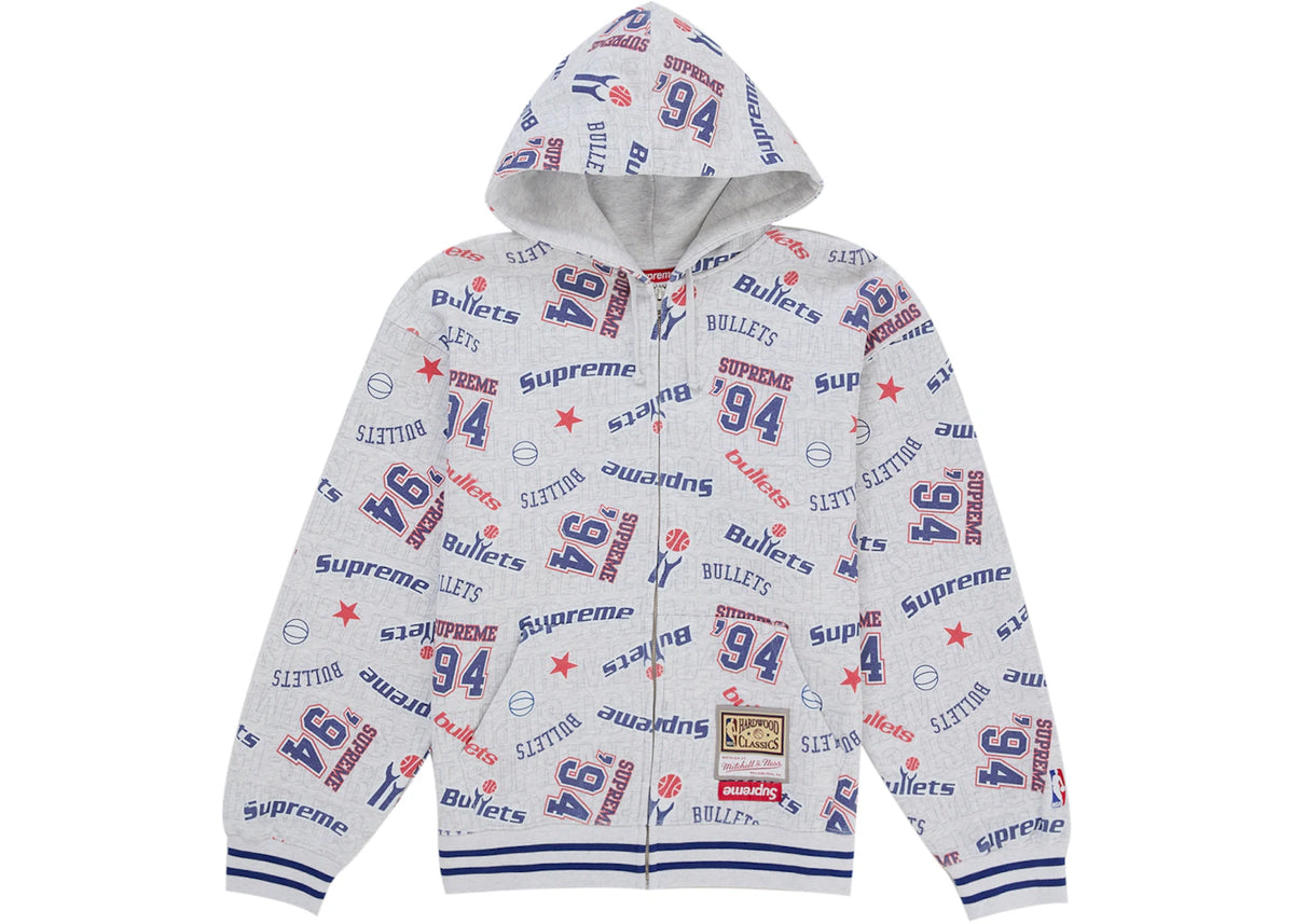 Supreme Mitchell & Ness Teams Zip Up Hooded Sweatshirt White - vue 360