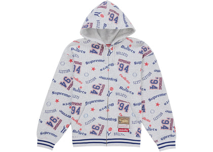 Supreme Mitchell & Ness Teams Zip Up Hooded Sweatshirt White - apparel view 2