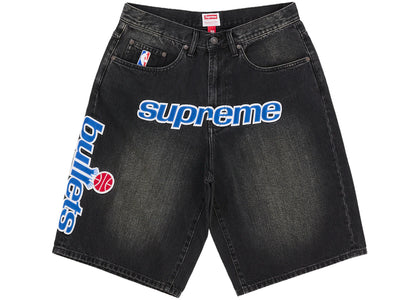 Supreme Mitchell & Ness Washington Bullets Baggy Denim Short Black - authentic Supreme product