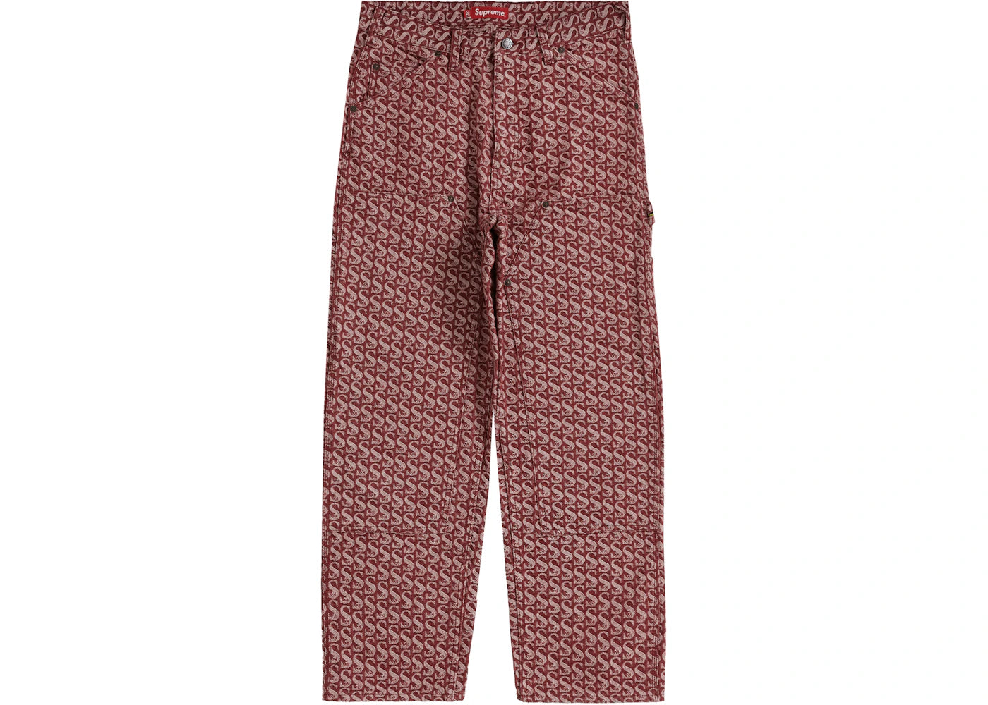 Supreme Monogram Double Knee Denim Painter Pant (FW21) Red - vue secondaire A