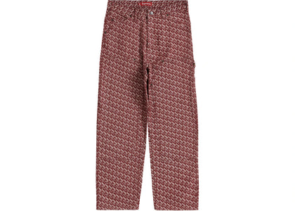Supreme Monogram Double Knee Denim Painter Pant (FW21) Red - product view 2