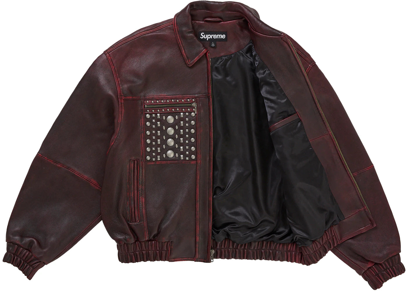 Supreme Multi Studded Leather Jacket Burgundy - vue secondaire B