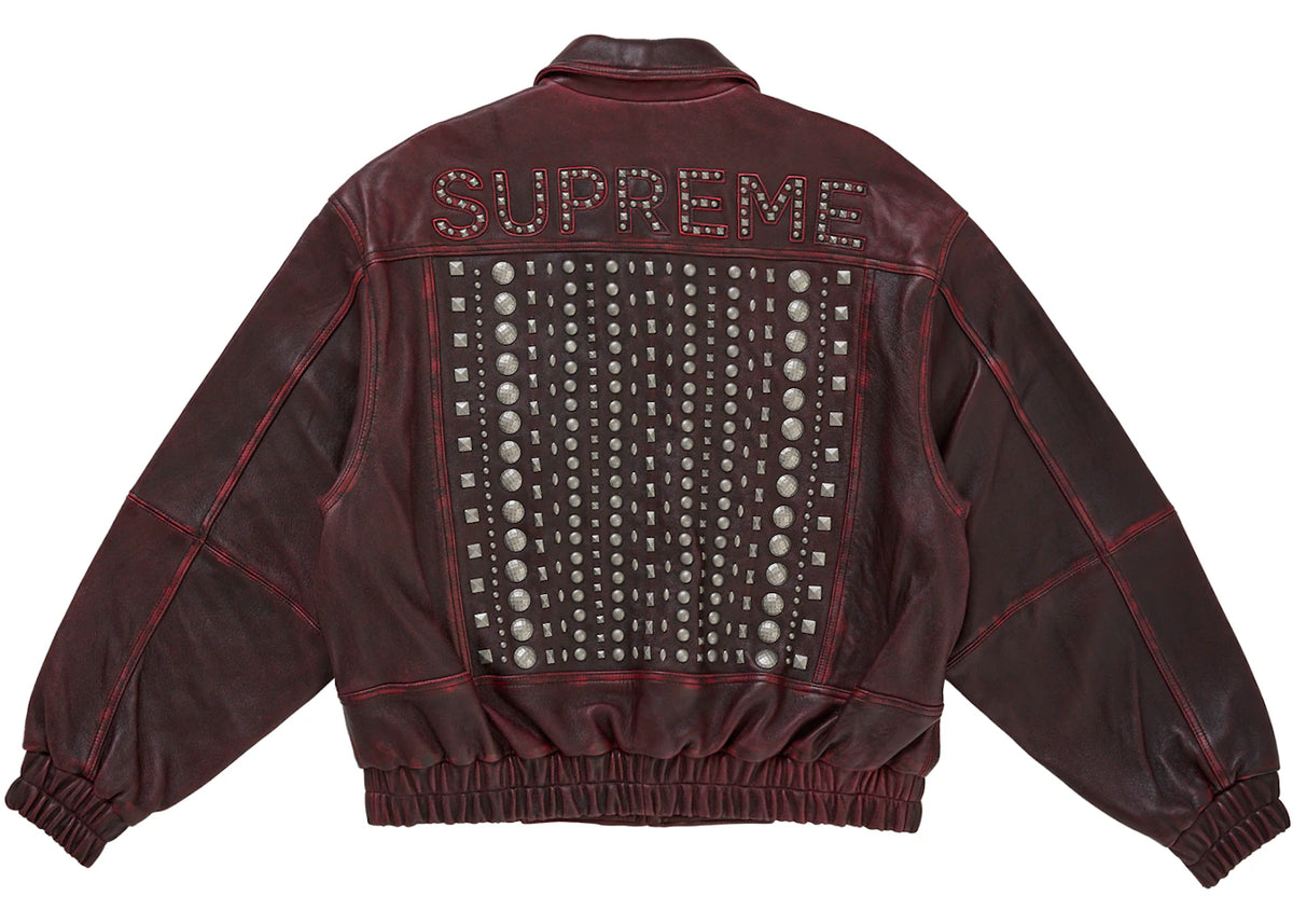 Supreme Multi Studded Leather Jacket Burgundy - vue secondaire B