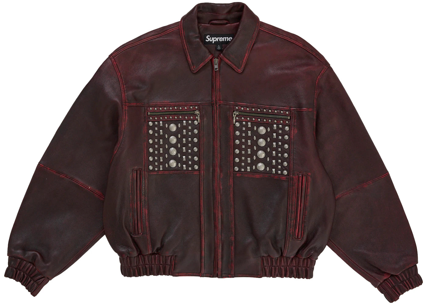 Supreme Multi Studded Leather Jacket Burgundy - vue secondaire A