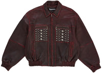 Supreme Multi Studded Leather Jacket Burgundy