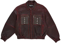 Supreme Multi Studded Leather Jacket Burgundy