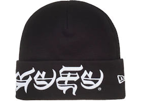 Supreme New Era Blackletter Beanie Black - vue 360