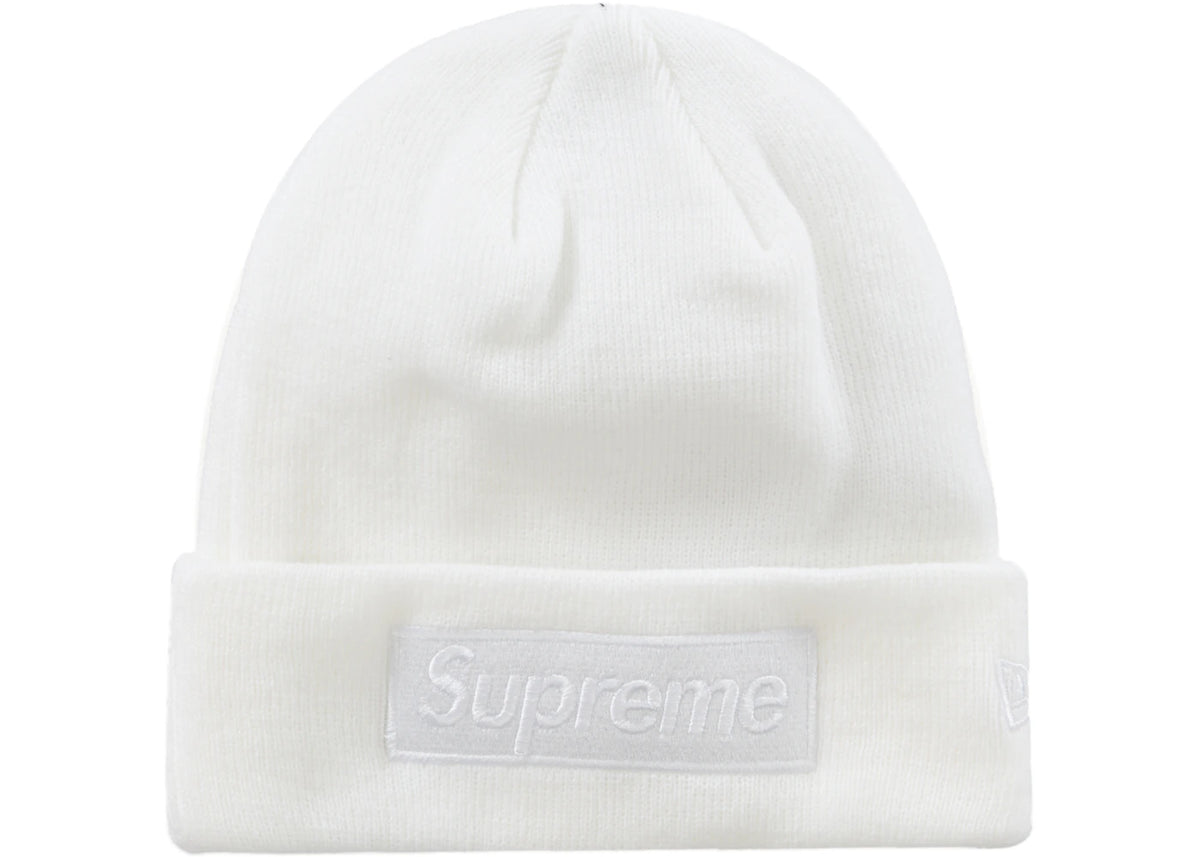 Supreme New Era Box Logo Beanie (FW23) White - vue 360