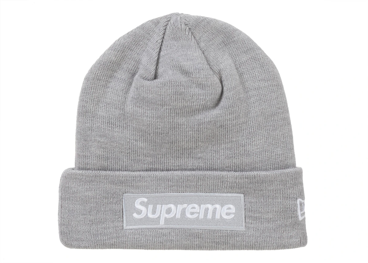 Supreme New Era Box Logo Beanie (FW24) Heather Grey - vue 360