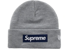 Supreme New Era Box Logo Beanie (FW25) Heather Grey - vue 360