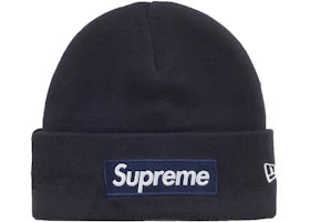 Supreme New Era Box Logo Beanie (FW25) Navy - vue 360