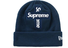 Supreme New Era Cross Box Logo Beanie Navy - vue 360