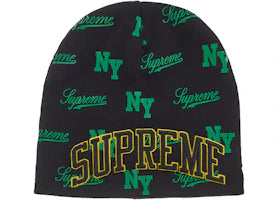 Supreme New Era Monogram Beanie Black - vue 360